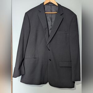 Lanfranco Black Men's Pinstripe‎ Suit Jacket Wedding Old Money Dark Academia